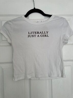 Altar'd State White Short Sleeve Baby Tee  'LITERALLY JUST A GIRL'